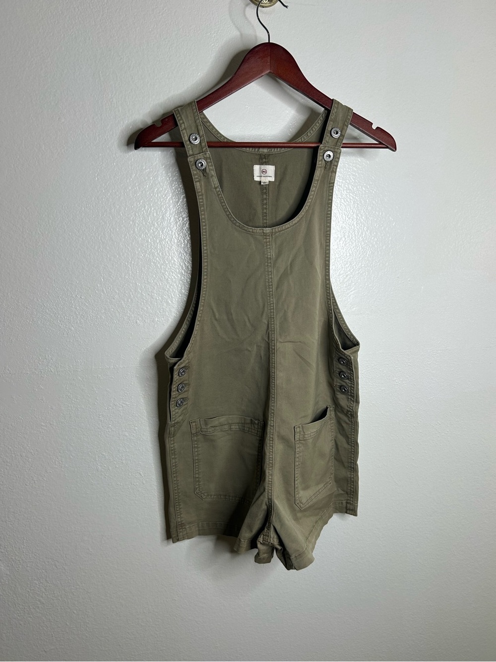 AG Olive Green Scoop Neck Shortall Overall Pull on One Piece Size Small